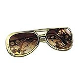 W WIDMANN MILANO Party Fashion 6740R - Rock´n´Roll Brille, goldfarbenes Gestell, bräunliche Kunststoffgläser, Karneval, Mottoparty
