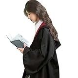 RANJIMA Magier Robe, Harry Kostüm Set für Erwachsene und Kinder, Uniform Zauberer-Kostüm, Zauberer Robe mit Umhang Krawatte Gläser Zubehör für Halloween Karneval Cosplay Party (XXL)