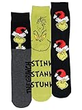 The Grinch Socken für Damen und Herren - Unisex Sneaker Frauen und Männer Strümpfe Grün/Schwarz (3er Pack) (DE/NL/SE/PL, Numerisch, 40, 45, Regular, Regular, Grün/Schwarz)