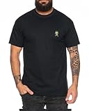 Zoro Icon Straw Hat Besticktes Herren T-Shirt - Manga Stick Pirat Anime Luffy, Farbe:Schwarz, Größe:L