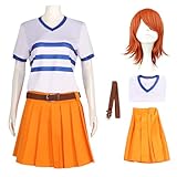 bi bi hou Nami Cosplay Kostüm Set mit Perücke Anime Verkleidung Live Action Film Outfit Nami Cosplay Halloween Karneval Party Kostüm für Erwachsene