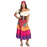 Boland - Kostüm für Erwachsene Wahrsagerin Nadya, Kleid, Gürtel und Kopftuch, Bandana, Top, Gürtel und Rock, Set, Karneval, Mottoparty