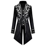 KGIHPC Herren Vintage viktorianischen Gothic Frack Viking Renaissance Mittelalter Renaissance Steampunk Jacke Halloween Kostüme (as3, age, free_size, Schwarz, XL)