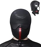 ALMYMM Bondage Maske Kopfmaske BDSM ledermaske mit Augenbinde Mund Offen Masken Sex Bett SM Extrem Fetisch Erotik Sexspielzeug für Paar Männer Frauen Halloween Cosplay Sklaven