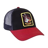Kappe mit Gewölbtem Schirm Looney Tunes - Schwarz und Rot - Für Erwachsene Passend - Mit Gesticktem Figurenaufnäher - Cap mit Verstellbarem Rückenverschluss - Original Produkt in Spanien Designed