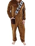 Star Wars Herren Onesie | Chewbacca Kostüm Fleece Schlafanzug | Schlafoveralls für Herren Braun Small