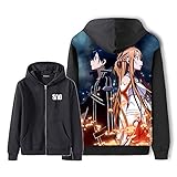 acsefire Sword Art Online Zip Cardigan Pullover Bedruckter Langarm Hoodie Anime Kirigaya Kazuto Cosplay Kostüme Herren und Damen Alltag Lässig Lose Mode Mantel