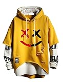 Hello MrLin Herren Techwear Hip Hop Hoodie Japanischer Streetwear Patchwork Urban Jumper