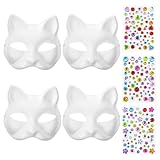 7 Stück Katzenmaske, Therian Mask Cat Maske Katzen Maske Katzenmasken Zum Anmalen Diy Gemalt Diamant, für Halloween Rollenspiele, Singles Partys, Tänze, Karneval