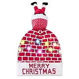 Belovecol Weihnachtsmütze LED Mütze Strickmützen Party Beleuchtung Bobble Herren Lustige Warme Neuheit Unisex Weihnachtsmütze Rot