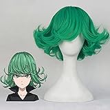 ydound Anime Coser Wig Anime One Punch Herren Tatsumaki Cosplay Perücke 30 cm Short Curby Wavy Heating Kunsthaar + Perücke Gratis Tatsumaki (Farbe: Tatsumaki)