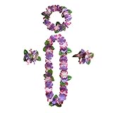 duoyif Hawaiiketten Hawaii Blumen kette Blumenketten Hawaiian Kette Haarband Armbänder Grasrock Party Kostüm Zubehör Blumenkette Für Cheerleading Geburtstags Karnevals Weihnachten Strandpartys (F)