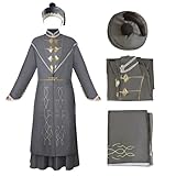 Generisch Zauberer Kostüm für Erwachsene Herren Deluxe Zauberer Magier Robe mit Kapuze Umhang Hut Halloween Cosplay Outfits