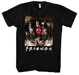 Friends Horror Männer Herren T-Shirt | Horror Halloween Nightmare Freddy Michael Myers Jason Clown | Schwarz (XXL)