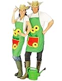 Das Kostümland Karneval Gärtnerschürze für Damen und Herren – Mit Sonnenblumen Applikationen, Bauchtasche und Unisex Design für Gärtner-Kostüme, Fasching und Mottopartys