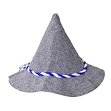TE-Trend Seppelhut Filzhut Trachtenhut - Blau-Weiße Kordel, Ideal für Oktoberfest, Volksfeste, Wiesn, Hüttengaudi, Traditionelles Herren Outfit grau