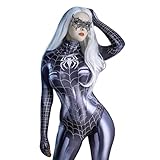 Spider Kostüm Damen Erwachsene Einteiliger Bodysuit Superhelden Kostüm für Karneval Halloween Cosplay Party (XL)