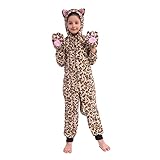 Sincere Party Vlies Katze Einteiler Kostüm Leopard-Katze Halloween Kostüm für Kinder Klein (4-6)