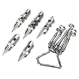 TEMOOUES Gothic Punk Skelett Hand Handschuh Einstellbare Metall Finger Klaue Skelett Vollfinger Ringe für Halloween Cosplay und Party