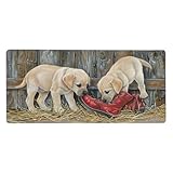 XXL Gaming Mauspad Hund 27.6x11.8in, verlängertes Mousepad, mit Motiv Schreibtischunterlage rote Schuhe, Erweiterter Schreibtisch Schutz, Verbessert und Geschwindigkeit Gaming Mauspads N1-280