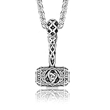 JeryWe Mjolnir Halskette Edelstahl Wikinger Schmuck für Männer Frauen Mjolnir Anhänger Halskette Wikinger Hammer Halskette Vintage Thor Miljonir Halskette 61 cm