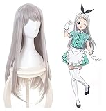 Uearlid Wig Anime Cosplay Blend-S Anime Hideri Kanzaki Cosplay Perücke Silber Grau Langhaar Anime Charaktere Cosplay Kostüm Zubehör for Erwachsene Teenager LCNING