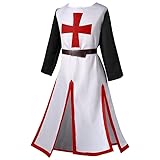 AMCOIN Mittelalter Ritter Kostüm Ritter Templer Kreuzritter Tunika Tempel Karneval Halloween Cospaly Wappen - Herren Tempelritter Edel Rot (Burgund,XL)