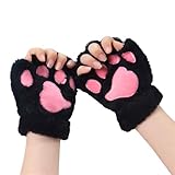 MOAZIFI Katzenhandschuh, Therian, Therian Stuff, Furry, Therian Paws, Therian Gear, Furry Paws, Therian Handschuhe, Paws, Furry Kostüm, Halbhandschuhe Fingerlos Handschuhe Damen Mädchen
