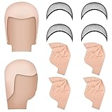 Yamitora 4 Stücke Glatze Latex Kappe, 4 Stücke Haarnetz Schwarz, Latex Glatze Kappe Halloween Cosplay Kopf Zubehör Makeup Glatze Perücke Kappe Kostüm Zubehör für Halloween, Cosplay, Maskerade