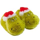 United Labels Grinch 3D Hausschuhe Plüsch für Damen und Herren, Grün, 41/43, Unisex Slipper mit Weihnachtsmütze, Pantoffeln Winter, Puschen Weihnachten