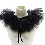 kdjsic Frauen Victorian Rüschen Mesh Fake Collar Schal Retro Layered Tulle Abnehmbare Halskrause Dekorative Clown Cosplay Halsreif