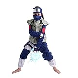 CoolChange Kakashi Hatake Kinder Kostüm | Inkl. Stirnband, Weste, Handschuhe, Taschen & Maske | Größe: 152