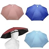 MUFEKUM 4 Stück Regenschirm Hut, 69cm Regenschirmhüte für Erwachsene, 360°Gegen UV Kopf Regenschirm, Wasserdicht Schirmhut mit Kopfband für Outdoor-Party, Angeln, Sonne, Strand, Golf, Wandern