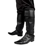Boland 81996 - Stiefelstulpen Schwarz, Stiefelüberzieher, Kunstleder, Pirat, Musketier, Bandit, Räuber, Karneval, Halloween, Fasching, Mottoparty, Verkleidung, Theater