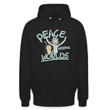 Spreadshirt Rick & Morty Peace Among Worlds Unisex Hoodie, S, Schwarz