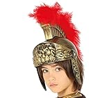 FIESTAS GUIRCA Römischer Helm für Kinder, goldfarben, Bronze/Rot