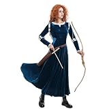Miccostumes Damen Merida Adult Cosplay Blau/Grün 1X/2X
