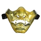 KICHOUSE Maske Der Weisheit Dämonenmaske Japanische Halbmaske Hanya-Maske Halloween-kostüm Lustige Maske Prajna-Maske Masken Zombie-Maske Japanische Maske Für Erwachsene Golden Plastik
