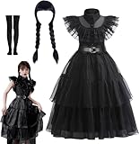 Wednesday Kostüm Kleid für Mädchen,Wednesday Kleid für Kinder,Mittwoch Kostüm Mädchenkleid,Mittwoch Familie Kostüm Kleider,Wednesday Family Thing Kostüm,für Cosplay Halloween Karneval Party