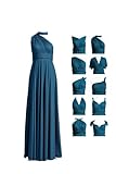 72styles Infinity-Kleid mit Haarband, Brautjungfernkleid für Damen, umwandelbar, lang, große Größe, mehrfarbiges Kleid, Abend, Hochzeit, Blaugrün, One size