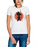 Dragon Vegeta Ball Son Goku Roshi DBZ Kult Fun Manga Anime Damen T-Shirt, Farbe:Weiss;Größe:L