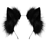 dressfan Katzenohren Haarreif Niedlich Katze kostüm Verkleidung Zubehör,Damen & Mädchen Party Neko Stirnband Cosplay Kostüm Accessoire zu Karneval & Fasching & Halloween,Schwarz