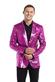 Suitmeister Rosa Party-Blazer für Herren - Weihnachten, Silvesterparty - Glänzende Pailletten-Anzugjacke - Rosa
