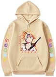 Meliodas Hoodie Tops Mantel Elizabeth Cosplay Feenkönig Pullover Ban Casual Kostüm Jacke Sweatshirt (DE/NL/SE/PL, Alphanumerisch, XL, Regular, Regular, Beige)