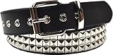 foolsGold 3 Row Pyramid Stud Spikes Gürtel Schwarz (92cm - 102cm Taille, 36' - 40')