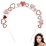 Valentinstag Rote Herz Kopf Boppers,Liebe Herz Stirnbänder,Valentinstag Herz Stirnbänder,Herz Haarreif,Crystal Love Heart Hair Hoop,für Karneval, Fasching, Valentinstag, Hochzeit, Mottoparty (B)