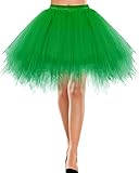 Damen und Mädchen Petticoat 50er Jahre Retro Tutu Tüllrock Ballet Crinoline Retro Tutu Ballet Tüllrock Crinoline Karneval kostüme Cosplay Rock Rockabilly Tanz Ballett Green L