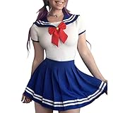 LittleForBig Baumwolle Strampler Onesie Pyjamas Bodysuit - Cosplay Magisches Mädchen Marineblau Strampelanzug Rock Set M