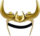 SINSEN Loki Hörner Loki Helm Film Loki Krone Nordische Mythologie, PVC Kopfbedeckung Requisiten Halloween Kostüm Maske Zubehör