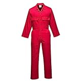 Portwest S999 Herren Euro-Arbeitskleidung Polycotton Overall Arbeitsanzug Rot, S